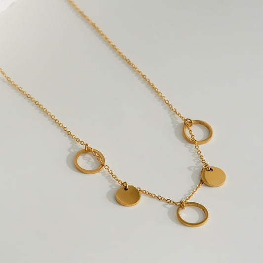 Collier Chaîne Dorée Breloques Rondes