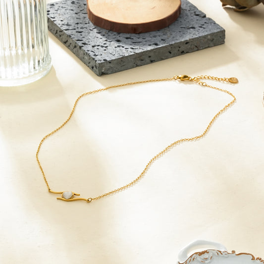 Collier Cœur En Pierre Claire Doré