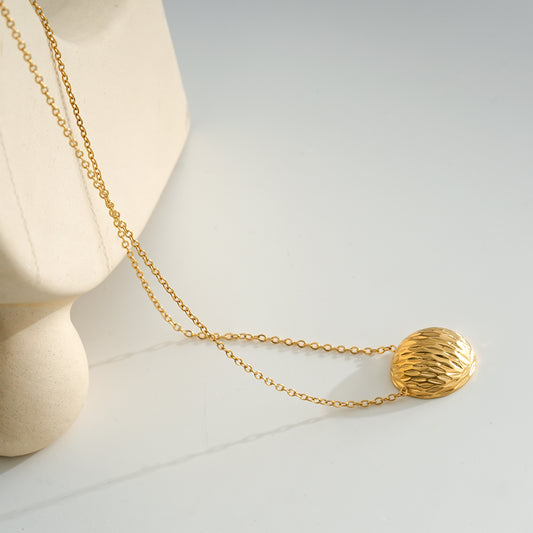 Collier Doré Demi-Boule Gravure