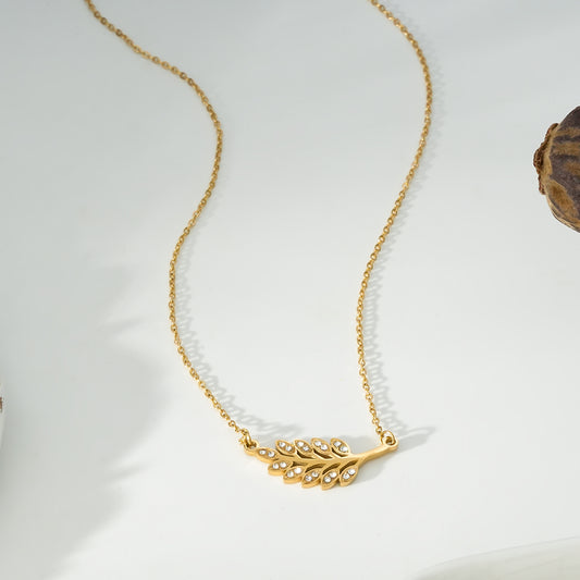 Collier Doré Pendentif Arbre Incrusté de Strass