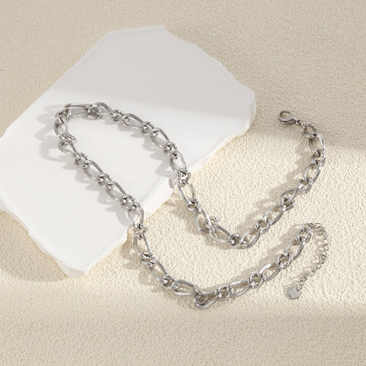 Collier Argenté Chaîne Maillons Torsadés Brossés