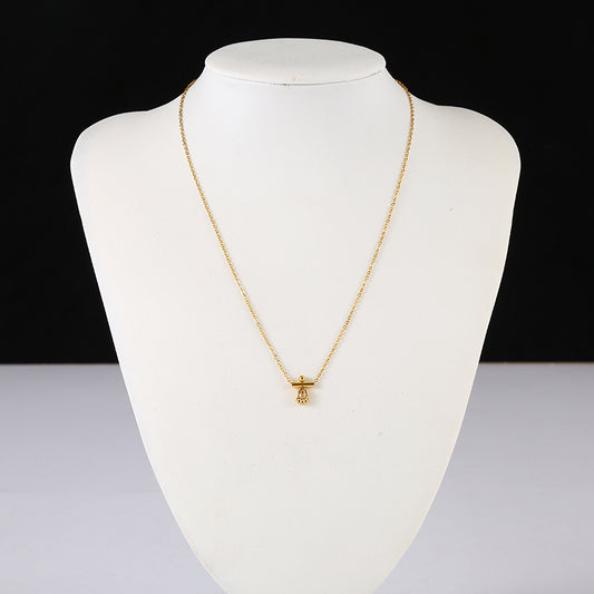 Collier chaîne doré avec pendentif barre et strass