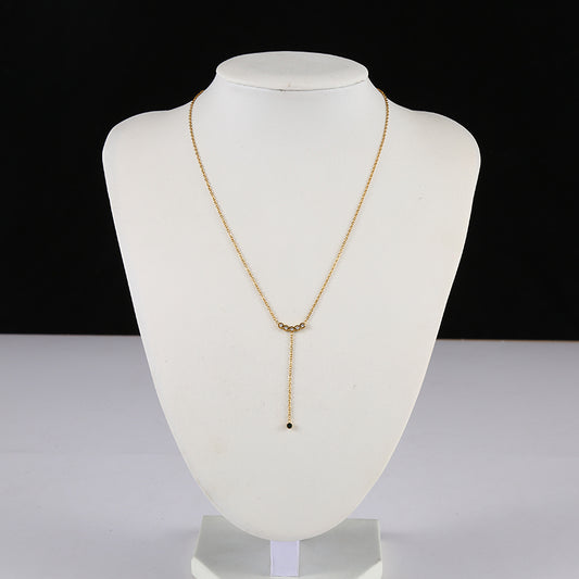 Collier chaîne dorée en Y avec oxyde de zirconium