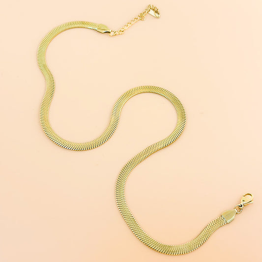 Collier Doré Chaîne Plate Serpent Large Au Choix