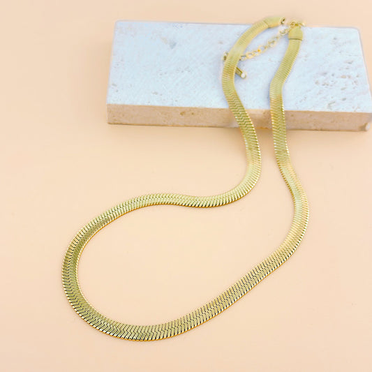 Collier Doré Chaîne Plate Serpent Large Au Choix