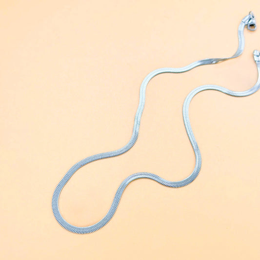 Collier Argenté Chaîne Plate Serpent Fine 3mm