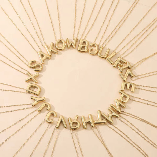 Collier Chaîne Fine Dorée Lettres Alphabétiques Ballon