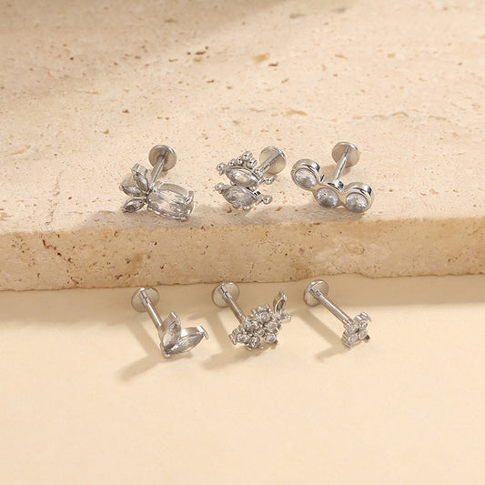 Lot de 6 Piercings Argentés à Strass