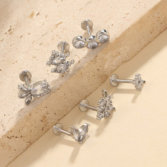 Lot de 6 Piercings Argentés à Strass