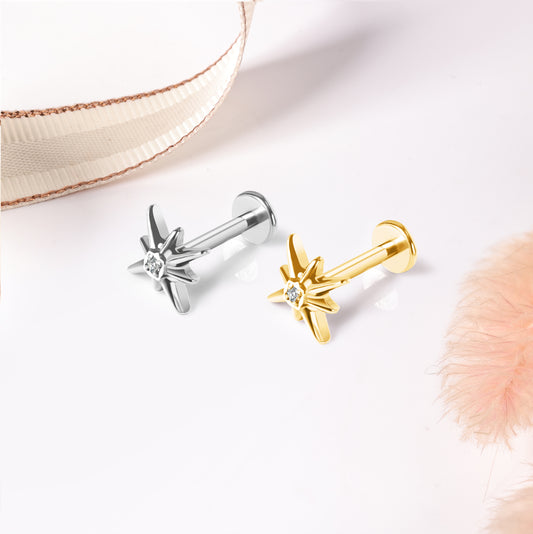 Piercing Argenté Etoile en Acier Inoxydable