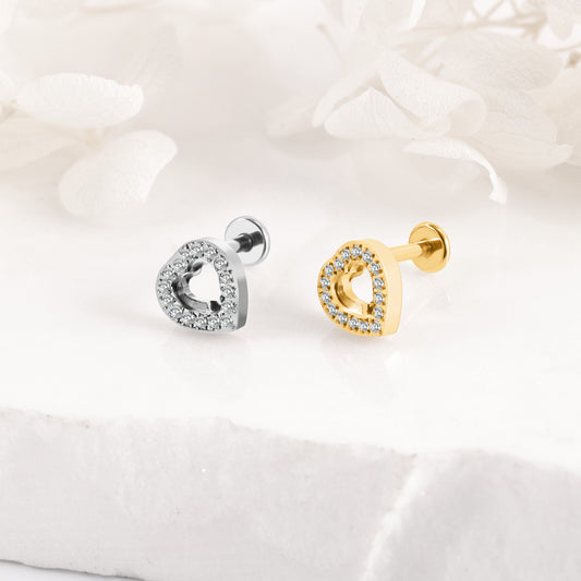 Piercing Cœur Doré Avec Strass en Acier Inoxydable