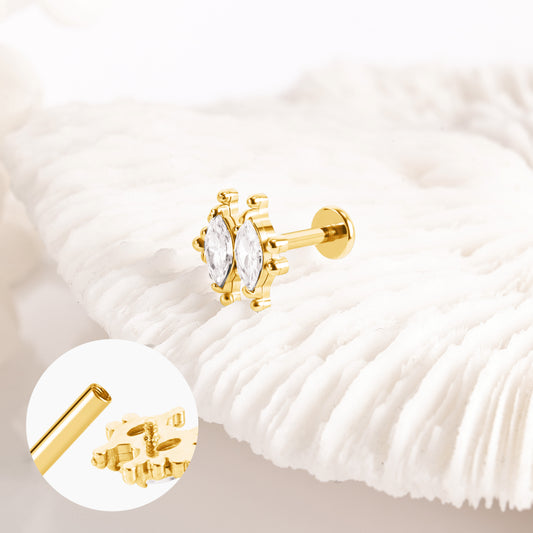 Piercing Doré Double Strass