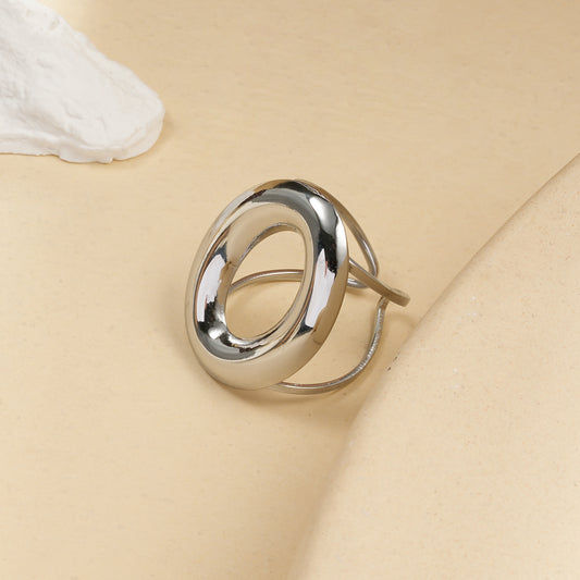 Bague argentée anneau épais