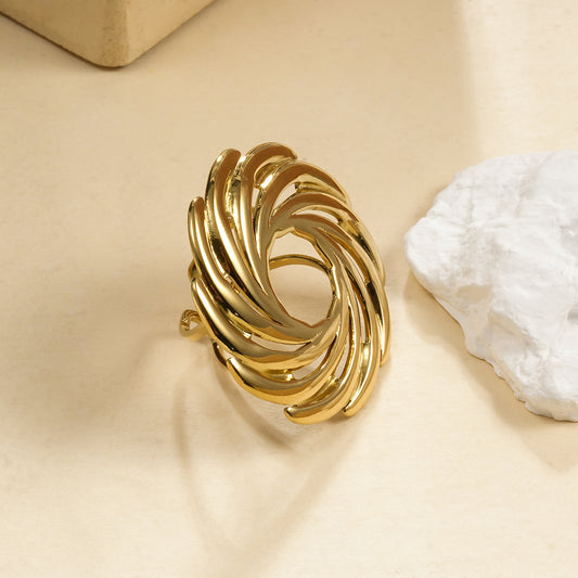 Bague Dorée Ajustable Tressée Spirale Élégante