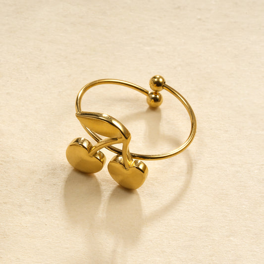 Bague dorée fine grande cerise