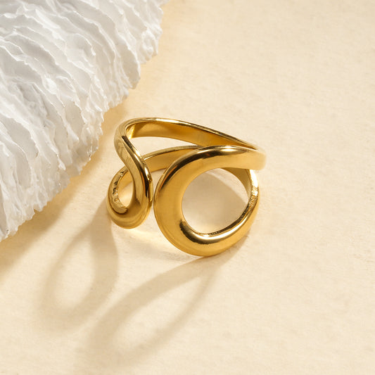 Bague Dorée Ouverte Deux Vagues Ondulées