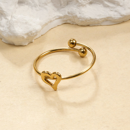 Bague Dorée Fine Ajustable Cœur Ouvert