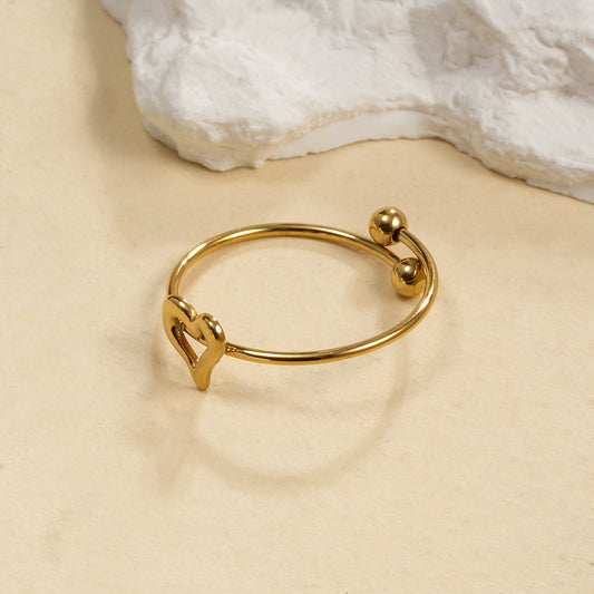 Bague Dorée Fine Ajustable Cœur Ouvert