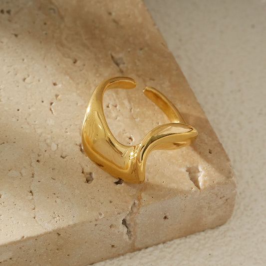 Bague Dorée Double Courbe En Forme De Vague
