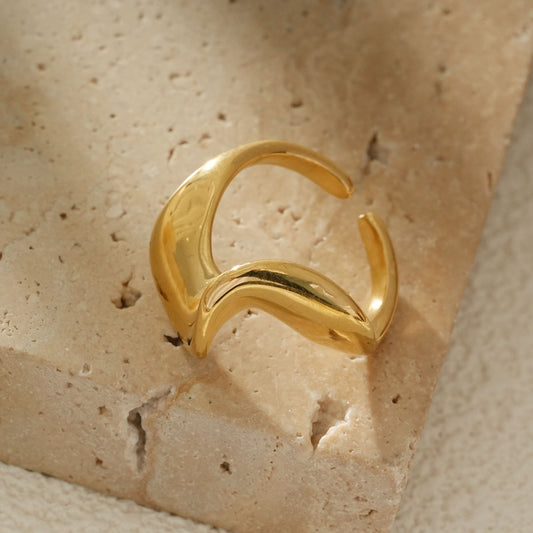 Bague Dorée Double Courbe En Forme De Vague