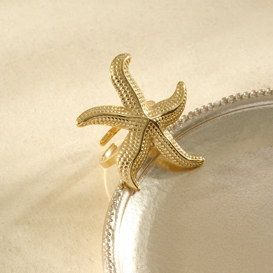 Bague dorée ajustable étoile de mer taille grande