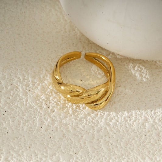 Bague Dorée Anneau Entrelacé Effet Torsadé