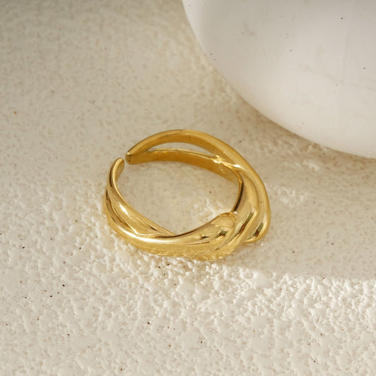 Bague Dorée Anneau Entrelacé Effet Torsadé