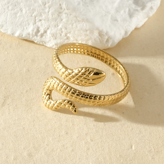 Bague ajustable ouverture avant serpent texturé