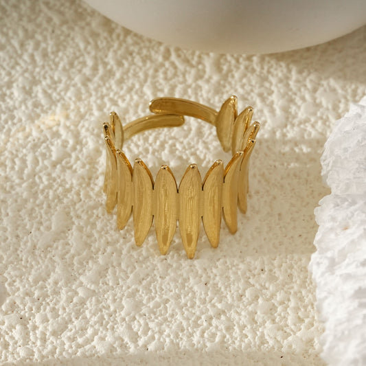 Bague Dorée Ajustable Style Nature En Forme De Feuilles
