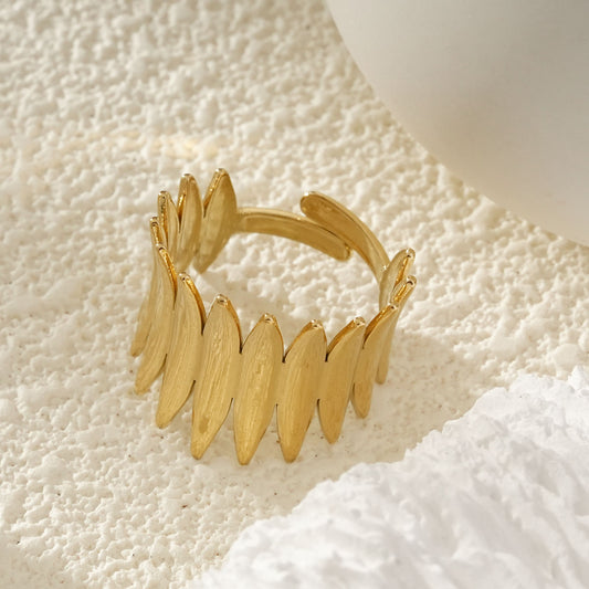 Bague Dorée Ajustable Style Nature En Forme De Feuilles
