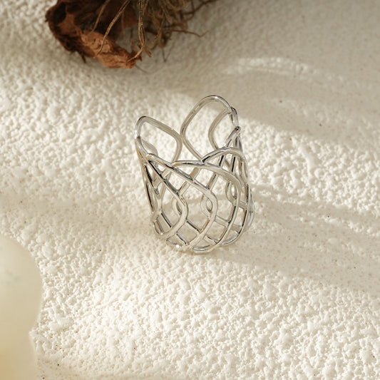 Bague Argentée Design Tressé Géométrique