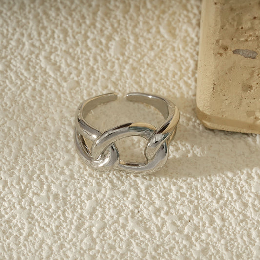 Bague Argentée Ouverte Anneaux Entrelacés