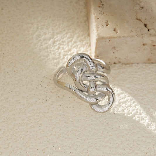 Bague Argentée Ouverte Design Nœud Infini