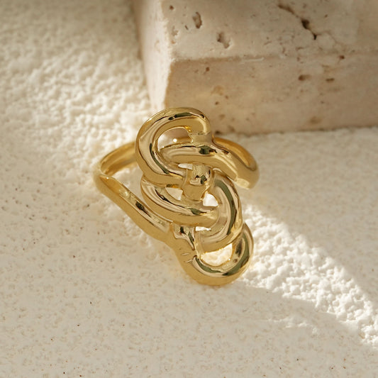 Bague Dorée Ouverte Design Nœud Infini