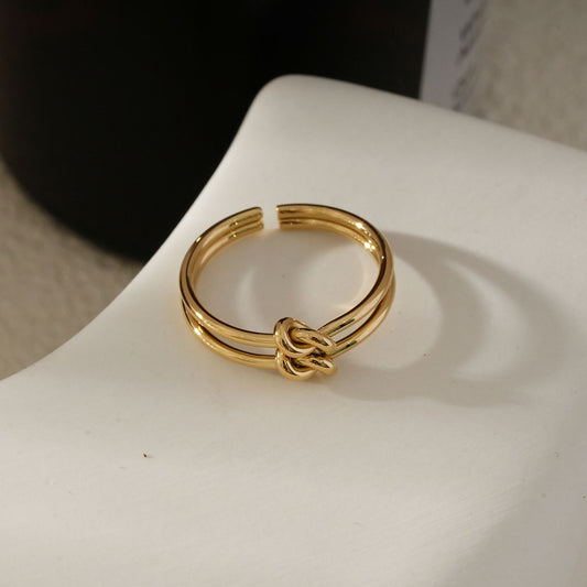Bague Double Anneau Avec Nœud Entrelacé