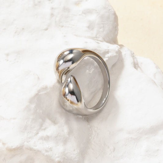 Bague ajustable ouverture avant motif géométrique