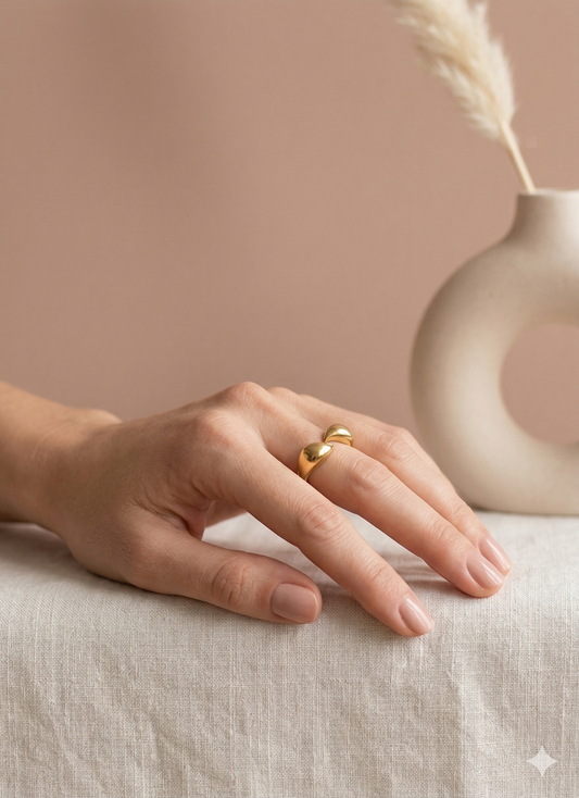 Bague ajustable ouverture avant motif géométrique
