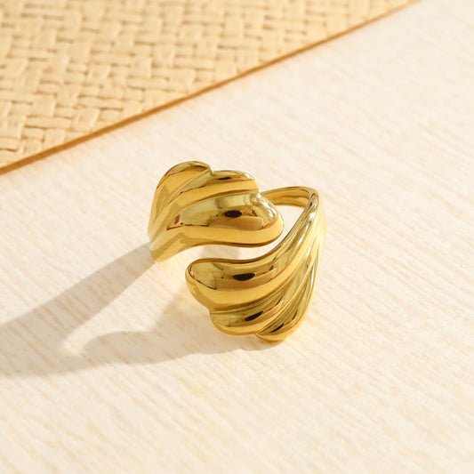 Bague ajustable ouverture avant motif vagues