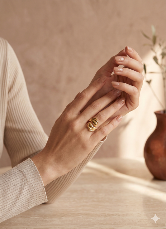 Bague ajustable ouverture avant motif vagues