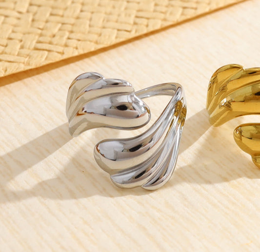 Bague ajustable ouverture avant motif vagues