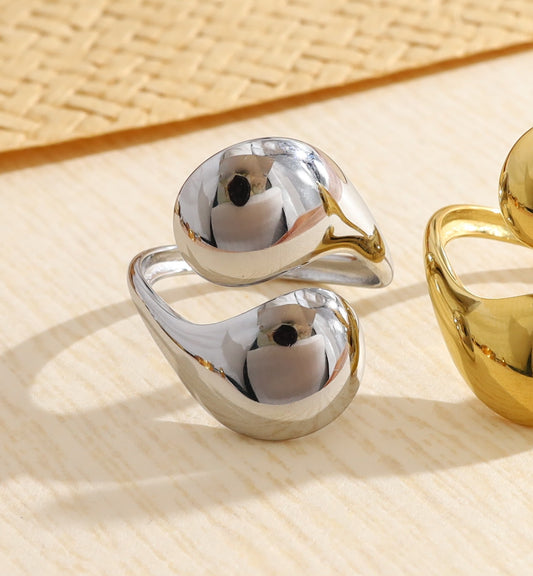 Bague ajustable ouverture avant motifs bombés