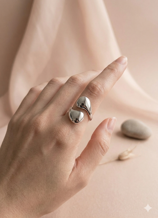 Bague ajustable ouverture avant motifs bombés
