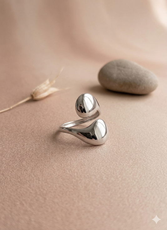 Bague ajustable ouverture avant motifs bombés