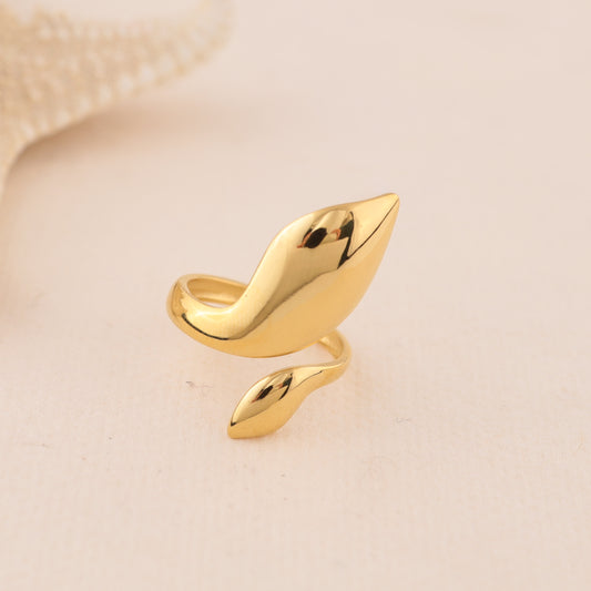 Bague Dorée Ajustable Forme Nature Abstraite