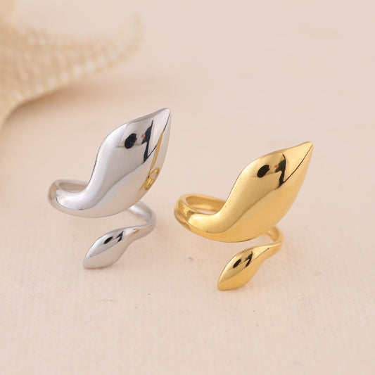 Bague Dorée Ajustable Forme Nature Abstraite