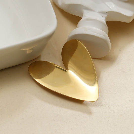 Broche dorée aimantée cœur brossée