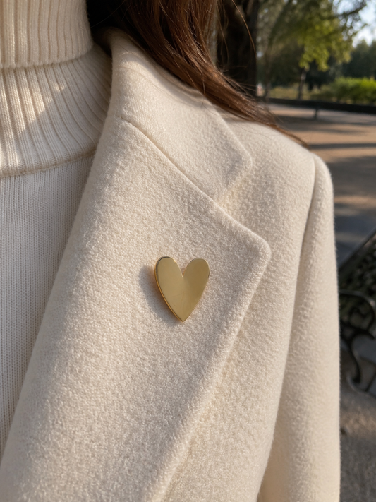 Broche dorée aimantée cœur brossée