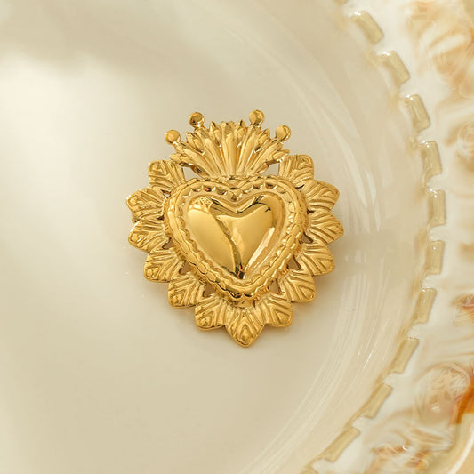 Broche dorée cœur ex-voto