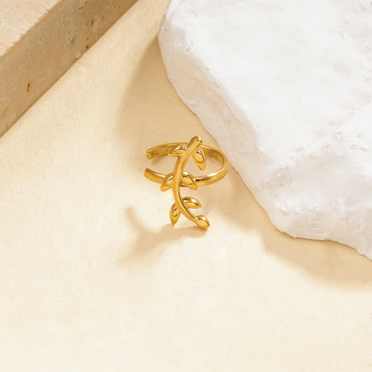 Bague d'oreille earcuff motif branche à feuilles lisses