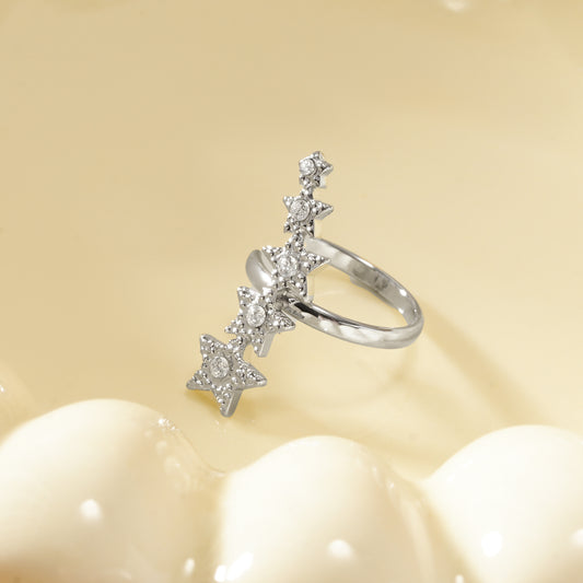Bague d'oreille earcuff argenté multi étoiles